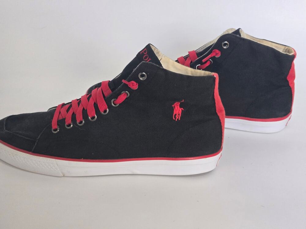 Polo Ralph Lauren Ballards High Mens 9D Black Canvas Chukka High Top Shoes